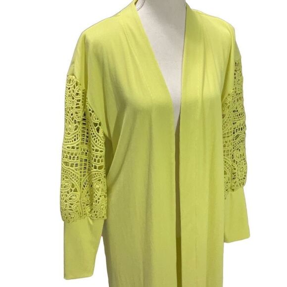 G by Giuliano Lime Green Maxi Open Duster Cardigan Sweater Long Sleeve Small - Picture 2 of 6